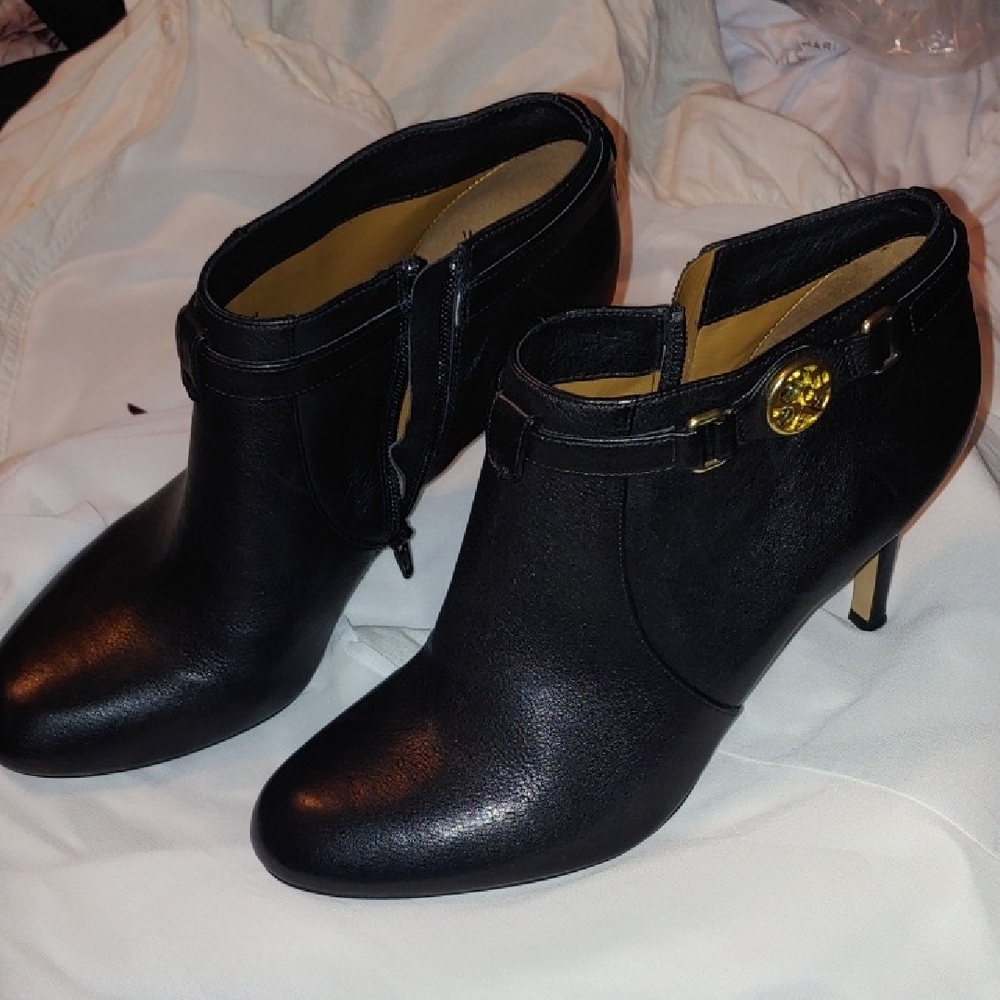 Coach Black Ankle Booties with Gold Accent